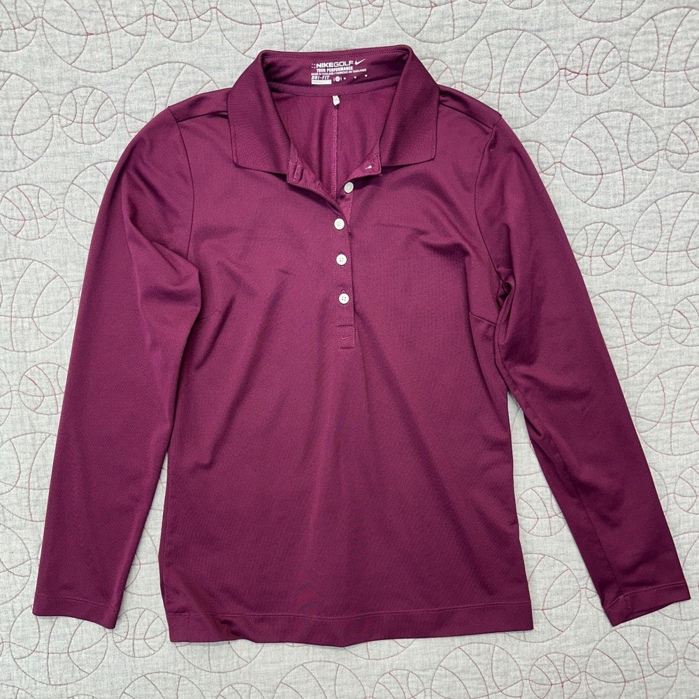 Nike Golf Tech Essentials UV Pique Long Sleeve Polo Burgundy / Women's Medium